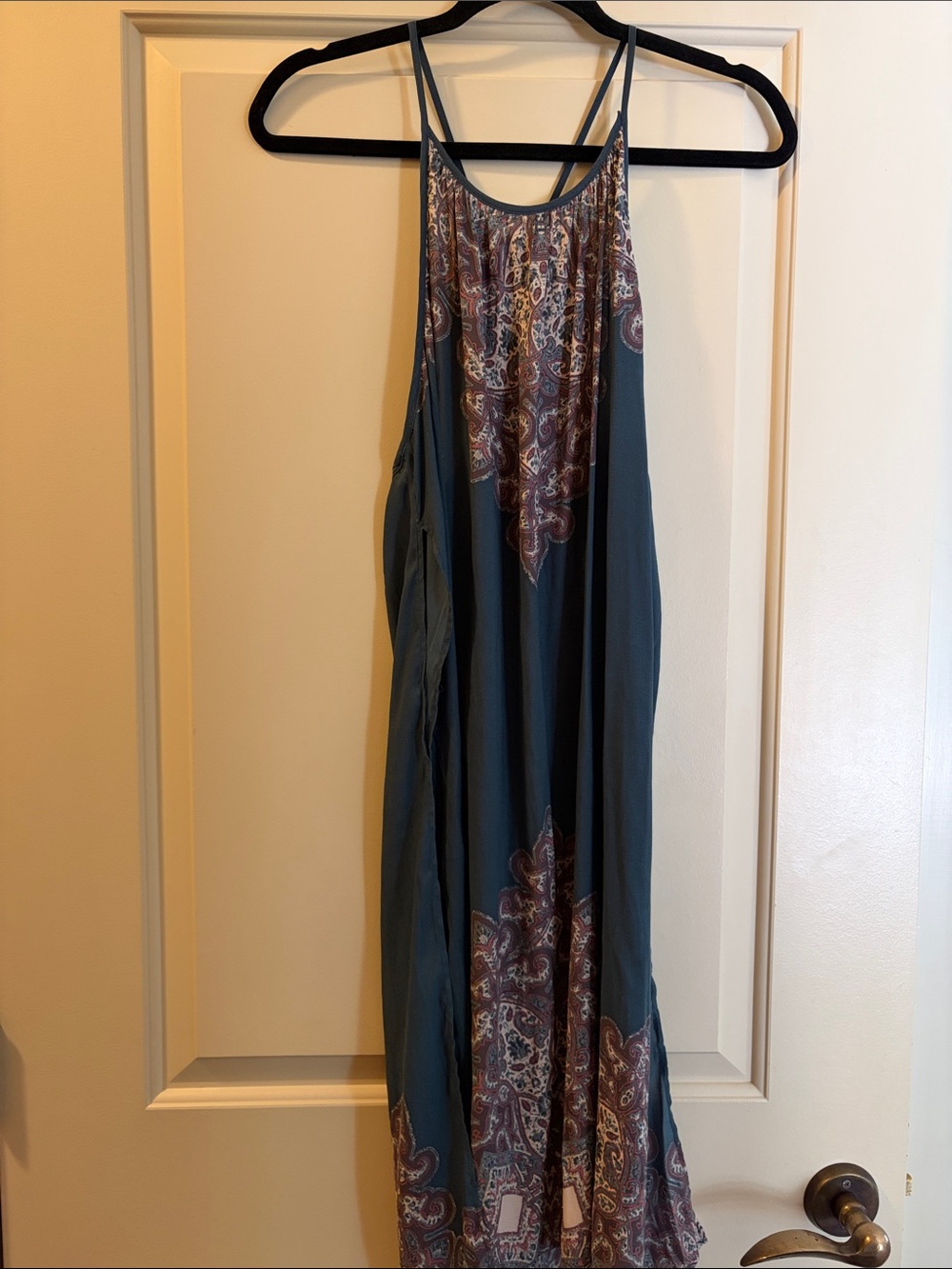 Free People Teal Paisley-Print Maxi Dress